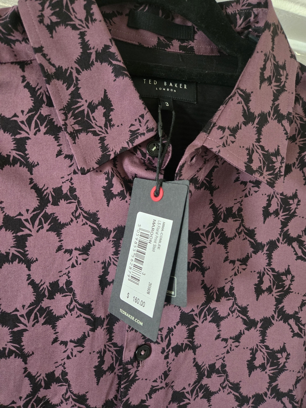 Ted Baker Men's Mauve Floral-Pattern Button-Down Shirt